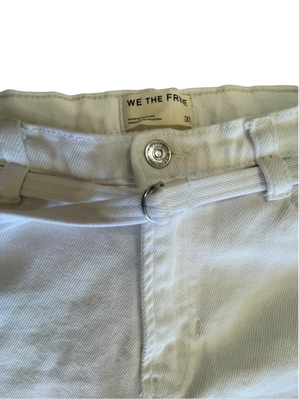 We The Free White Flare Jeans w/ Belt Size 31 Boho Wide Leg Denim - Picture 2 of 8